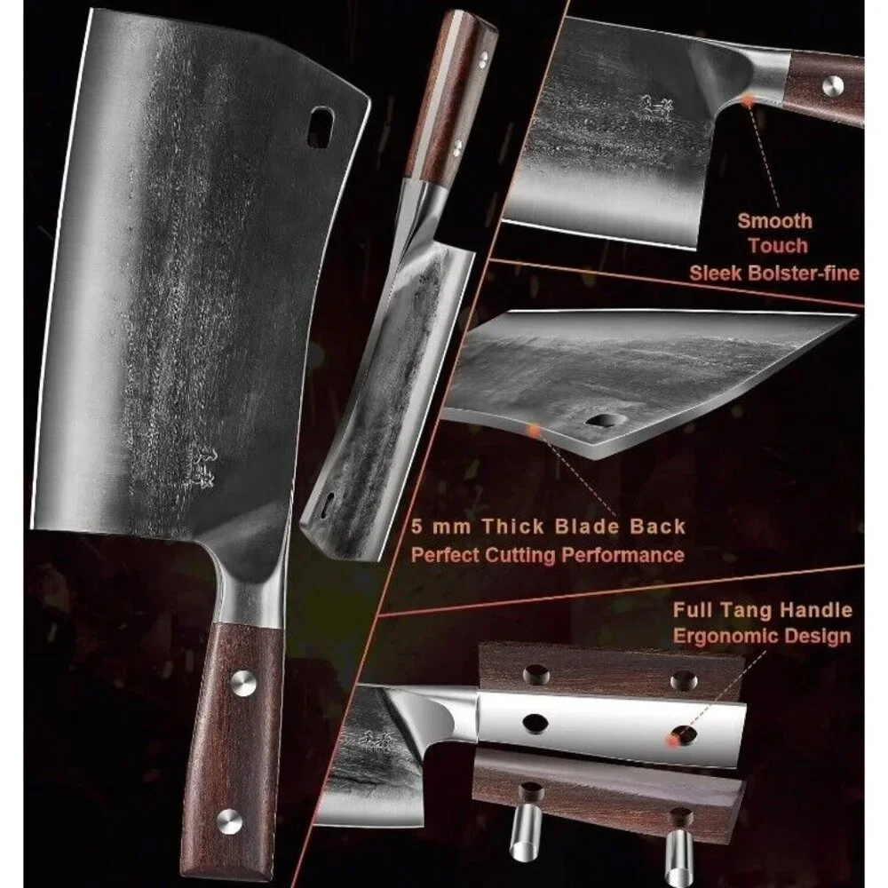 ENOKING Cleaver Knife, 7.5 Inch Hand Forged Meat Cleaver